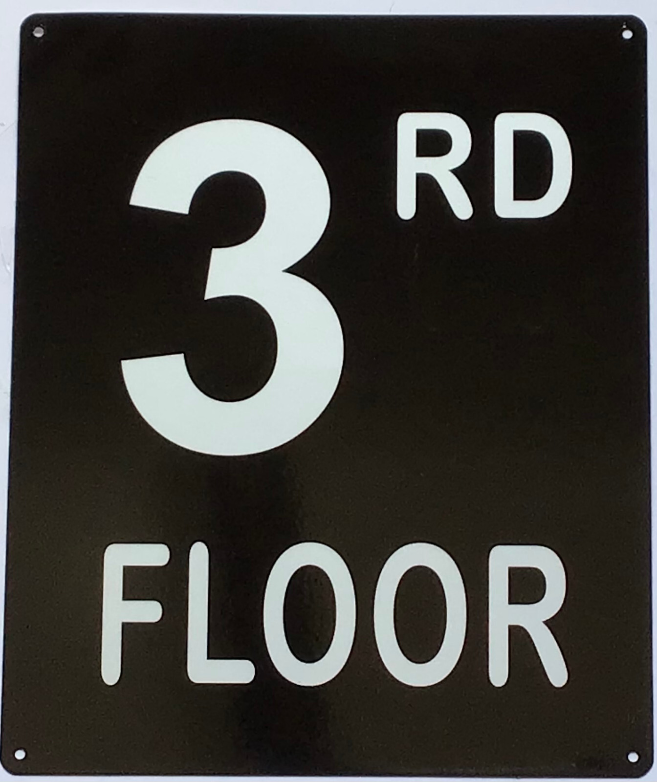3RD FLOOR SIGN (10X12, Black Background, Aluminum)-REF24-1027