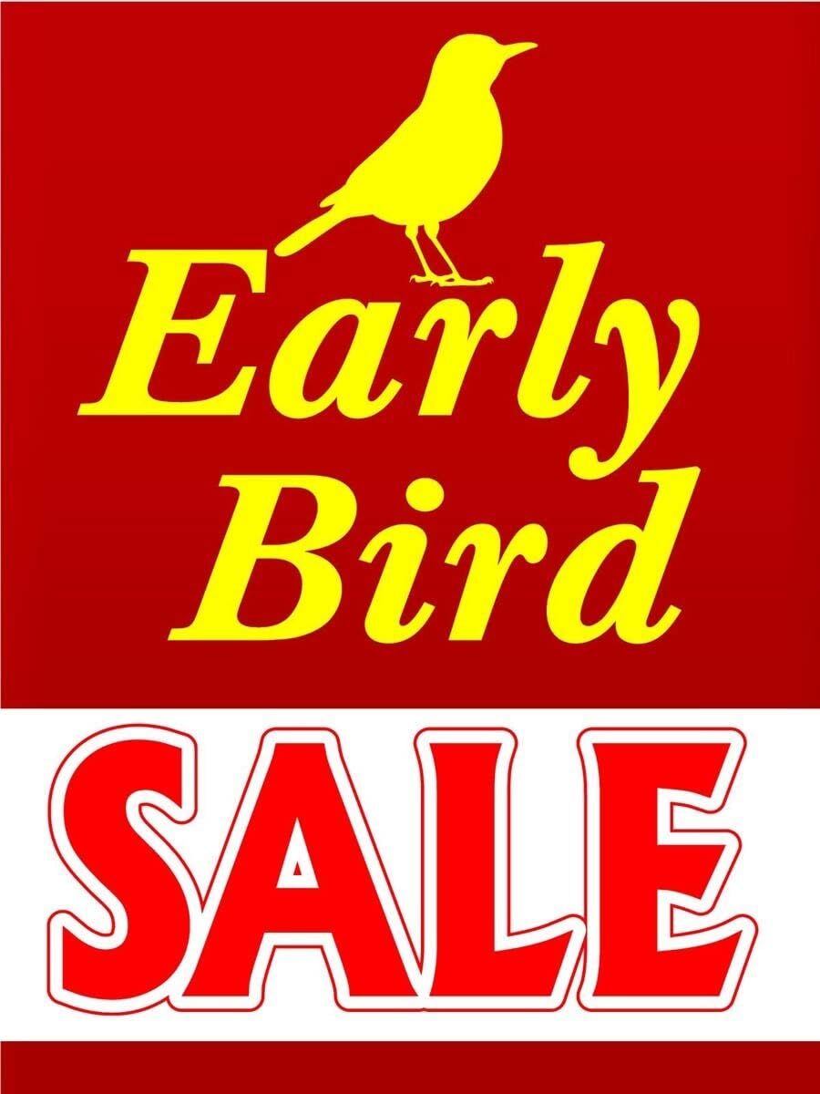 Early Bird Sale | Retail Window Display Sign | 18&Prime;W x 24&Prime;H