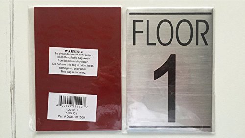 FLOOR 1 SIGN (BRUSHED ALUMINUM)-REF24-1027
