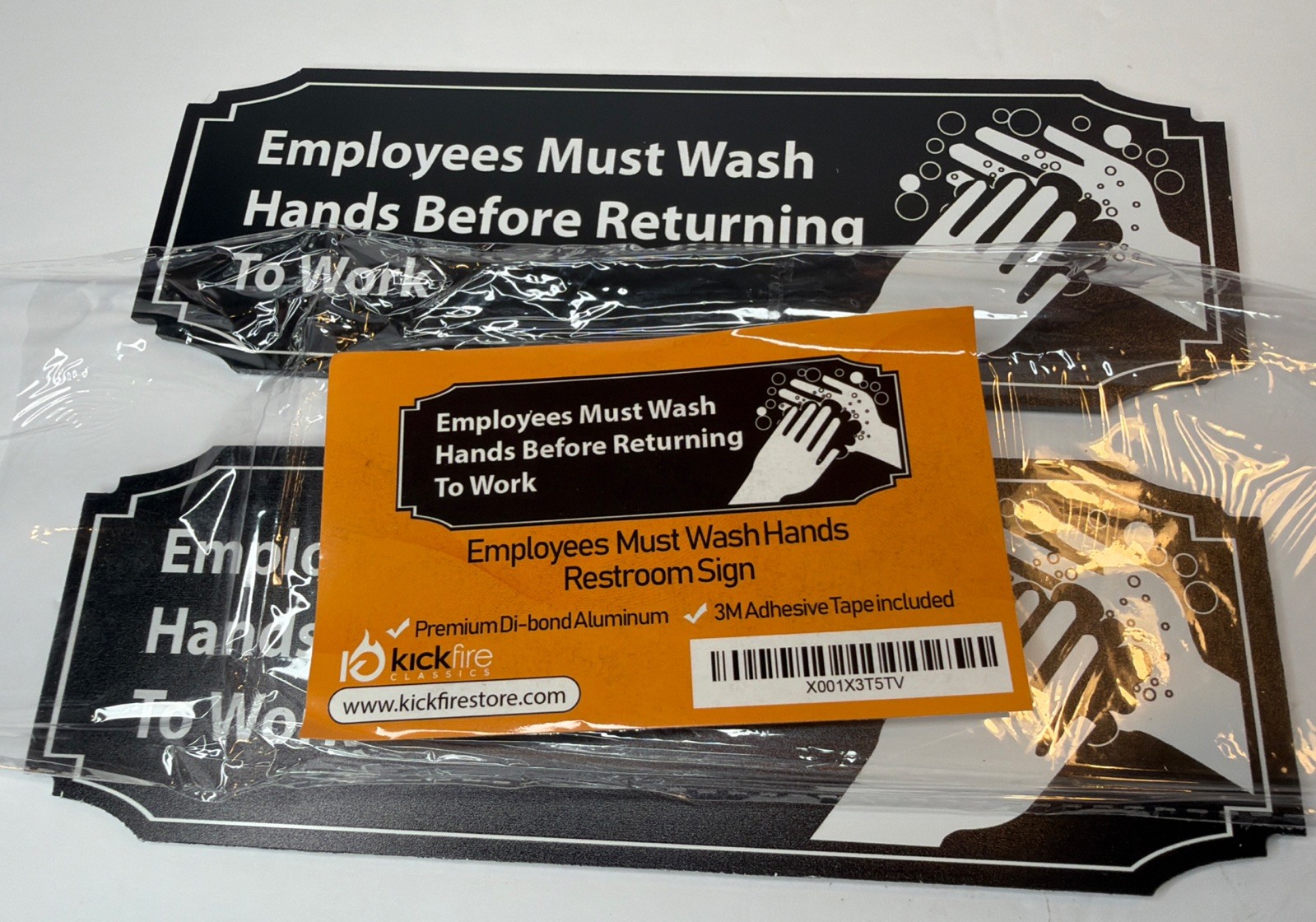 Employees Must Wash Hands Before Returning to Work Sign PVC 9×3 Set of 2 – NEW