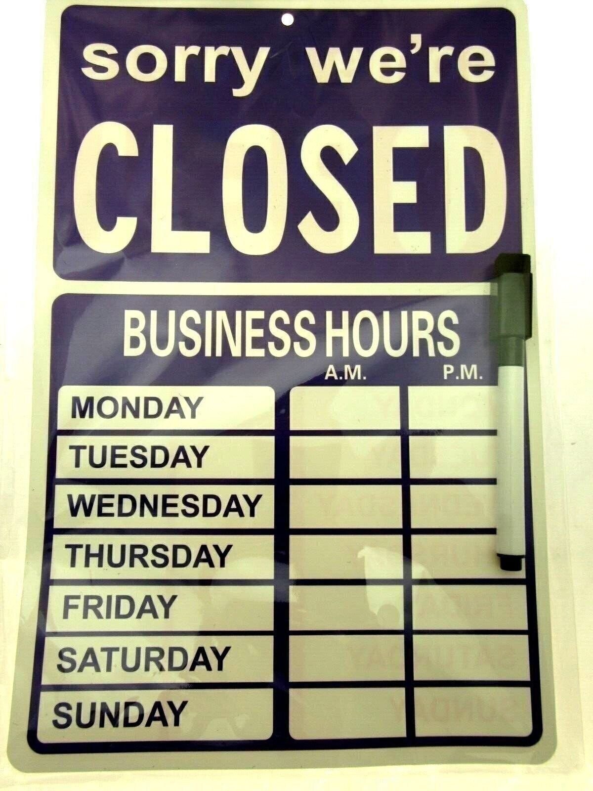 OPEN CLOSED Business Hours Sign with Stickers – 11.4&Prime; x 7.48&Prime; Red