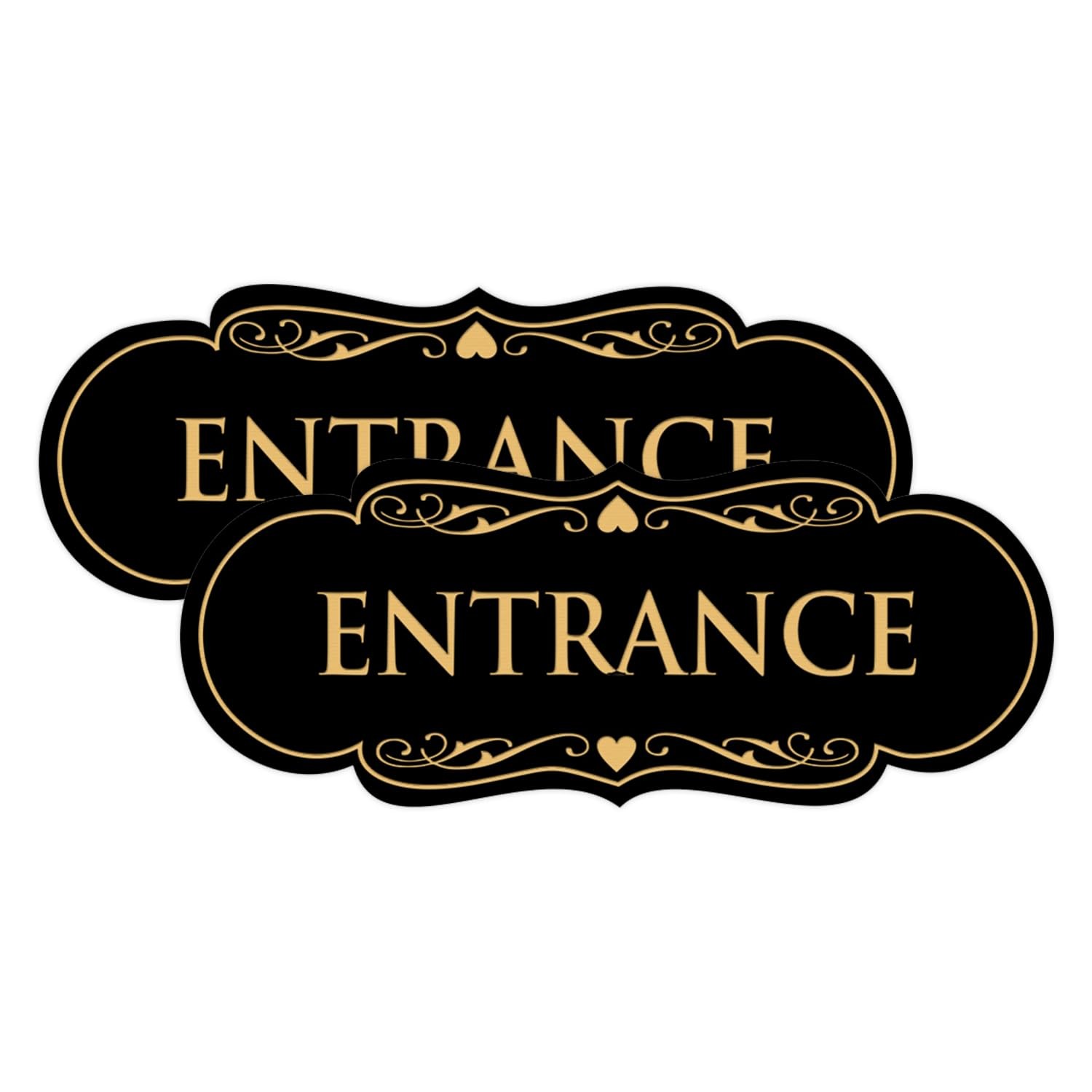 2 PCS Designer Entrance Sign Large Black Gold Wall Door Plaque Office Decor