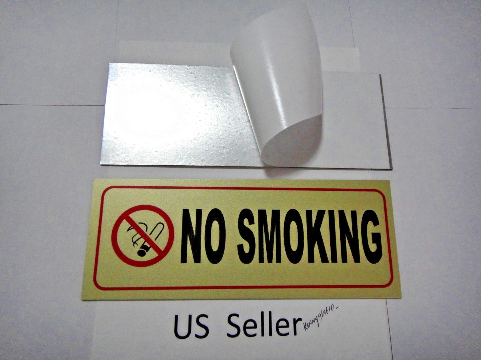 2 Pcs Gold & Black  » NO SMOKING  » Sign 3.75 x 9.5 inch decal/sticker US Seller