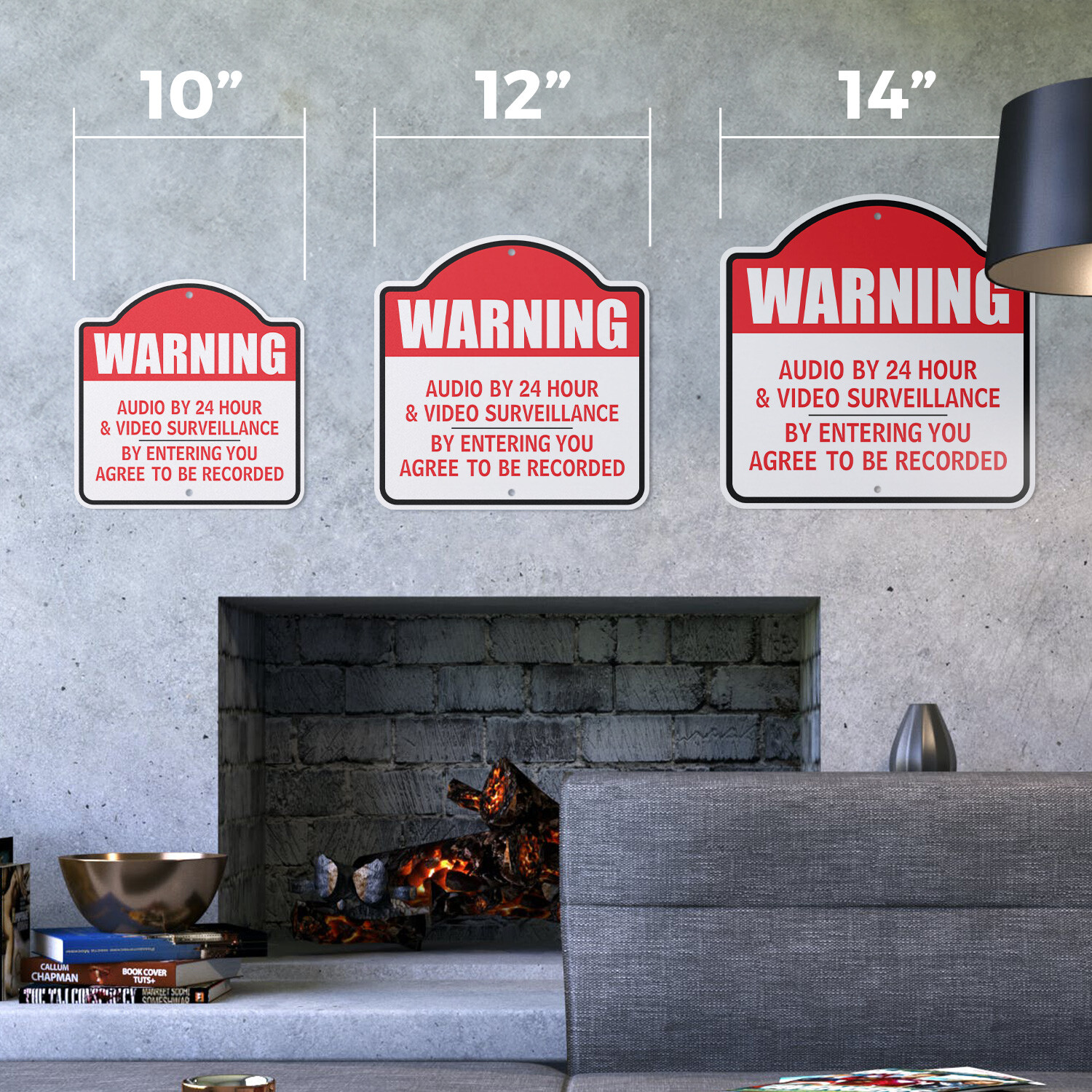 Premises Protected By 24h Audio & Video Novelty Plastic Sign