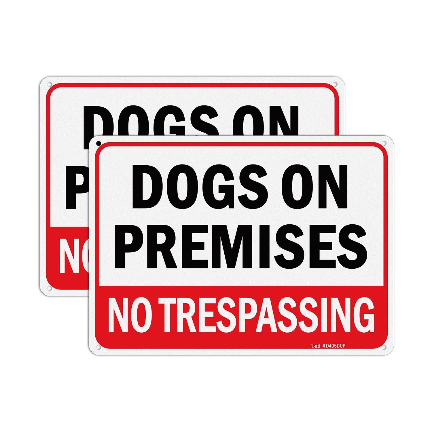 Dogs On Premises No Trespassing Sign – 2 Pack – 10 x 7 Inches Rust .040 Alumi…