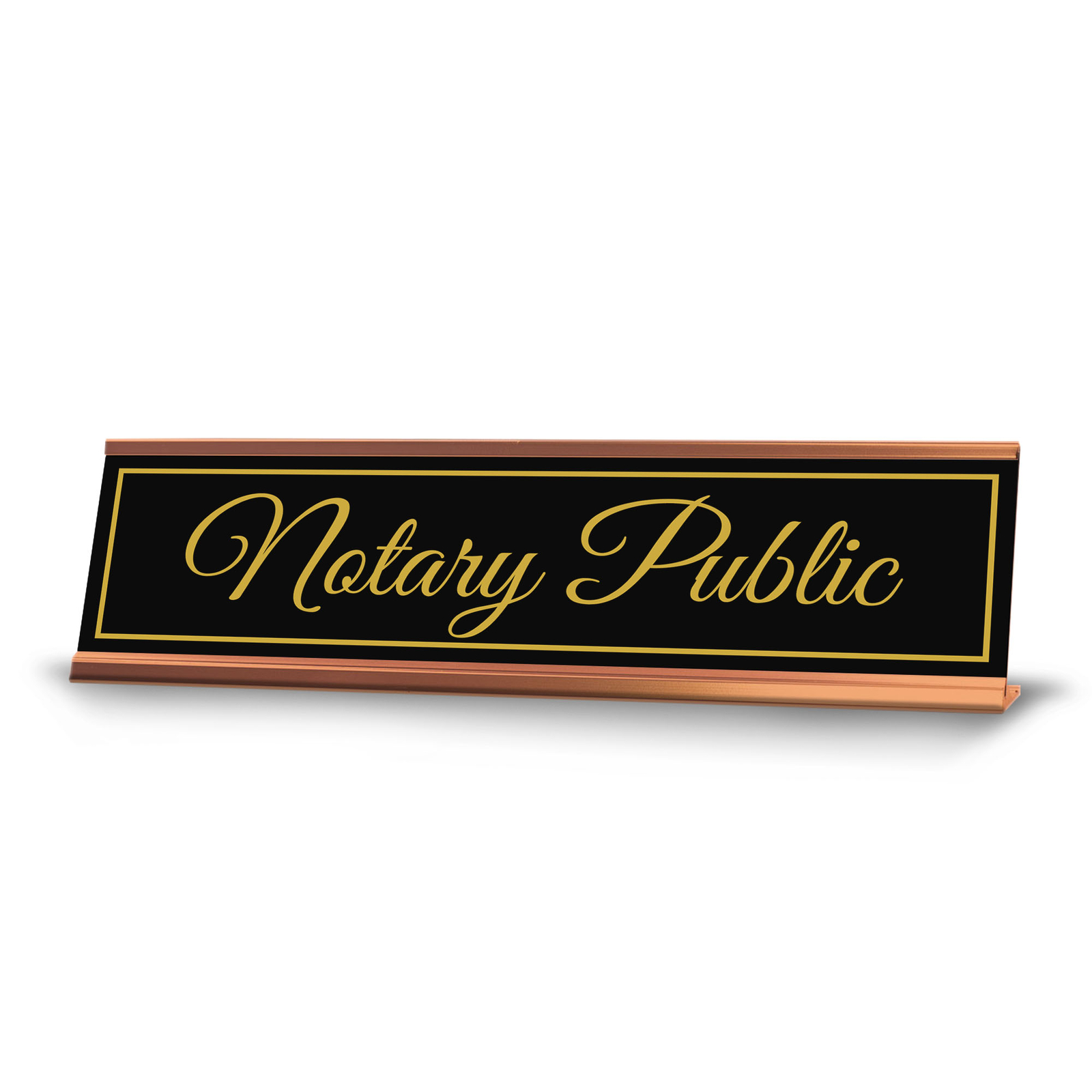 Signs ByLITA Notary Public Gold Frame Desk Sign (2×8&Prime;)