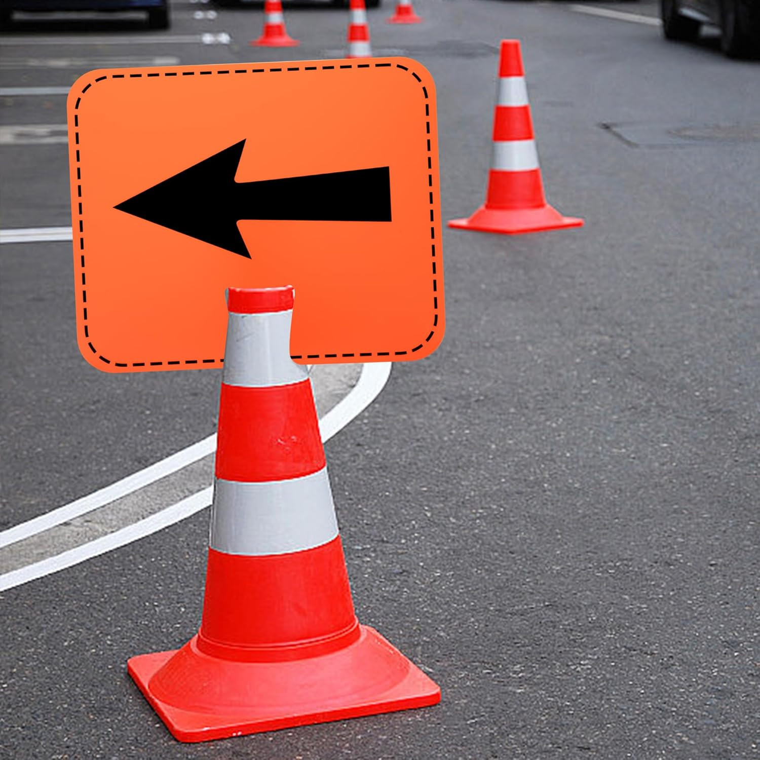 8 Pcs Traffic Cone Arrow Signs, 12.5&Prime; x 10.4&Prime; Reversible Directional Cone Top…
