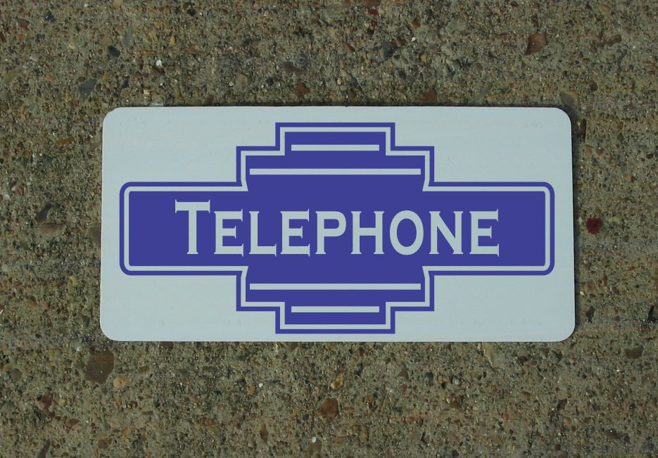 TELEPHONE BLUE Metal Sign 40&rsquo;s 50s Retro Vintage Style Art Deco Decor Design