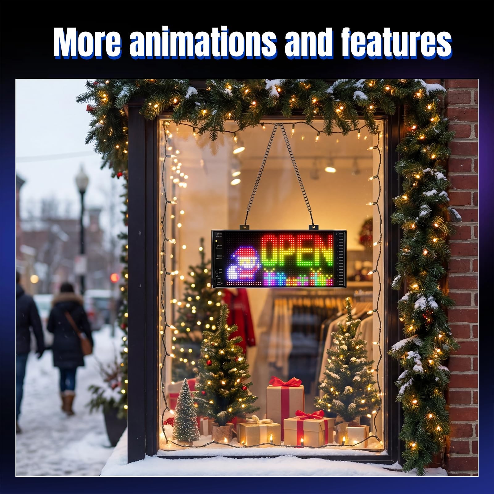 LED Open Sign with Programmable Display, Bluetooth App 10&Prime; x 5&Prime;, Black