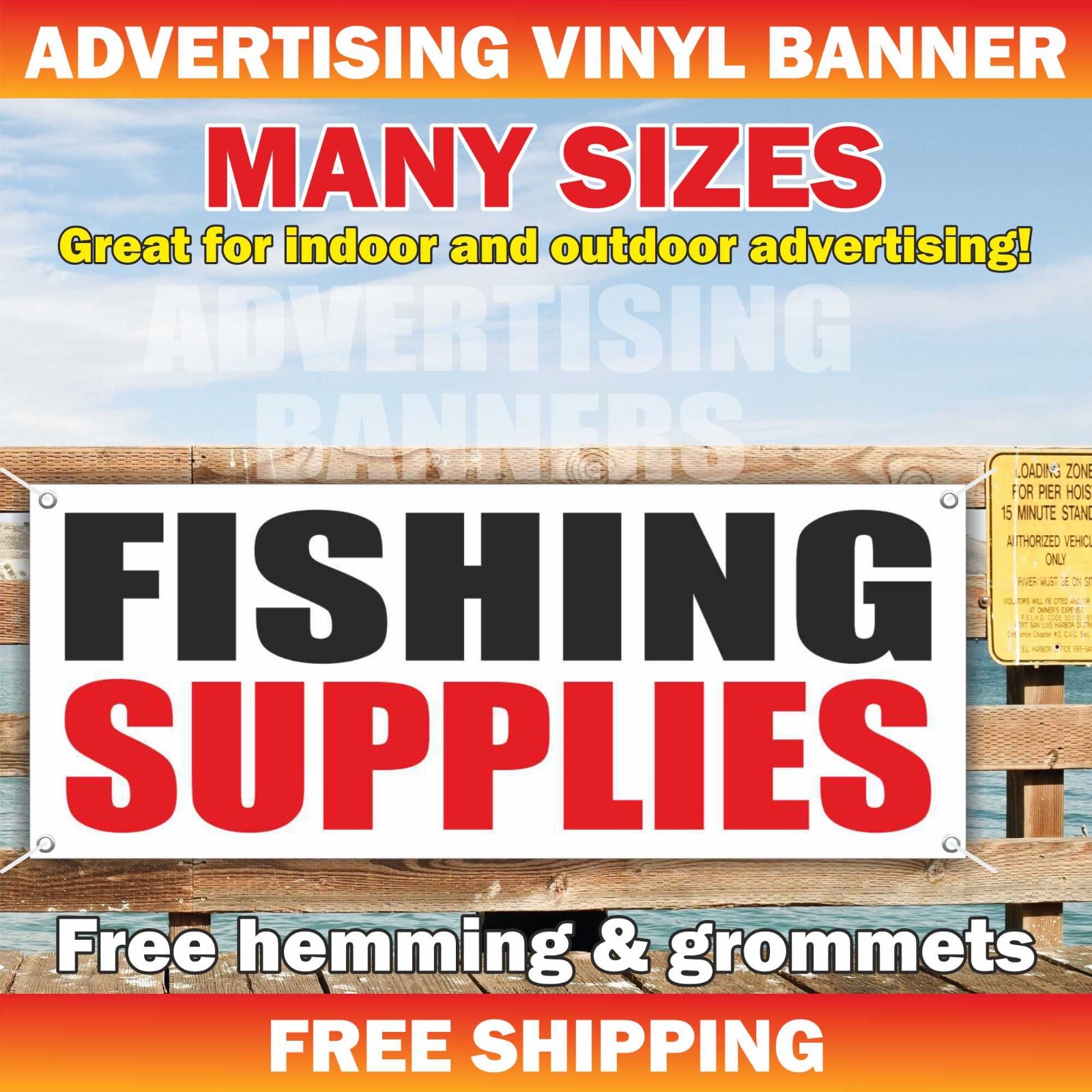 FISHING SUPPLIES Advertising Banner Vinyl Mesh Sign Fishing Tackle Bait Shop
