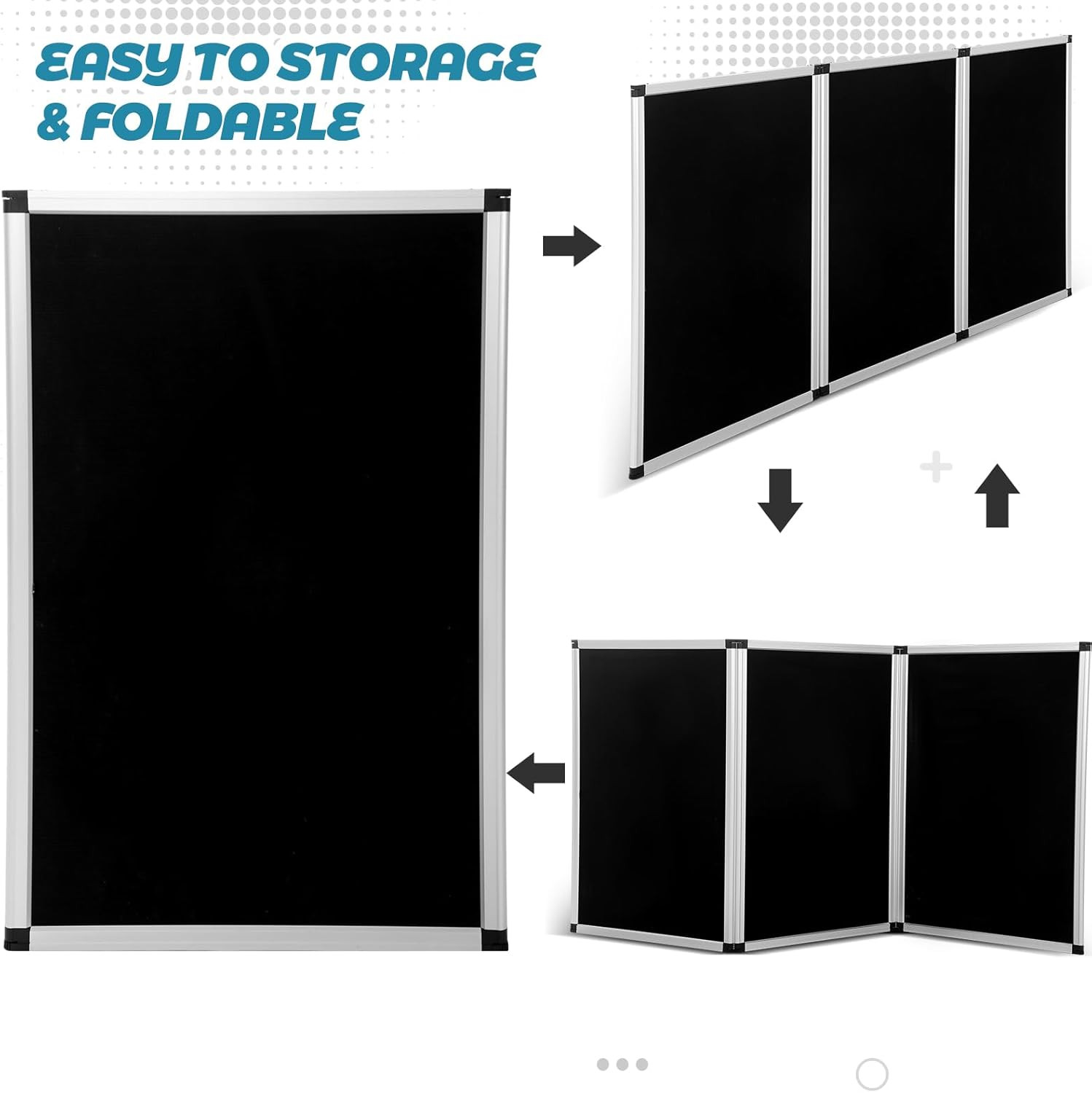 Tri-Fold Trade Show Display Board, 72&Prime;x35&Prime; Black Tabletop Presentation Panel
