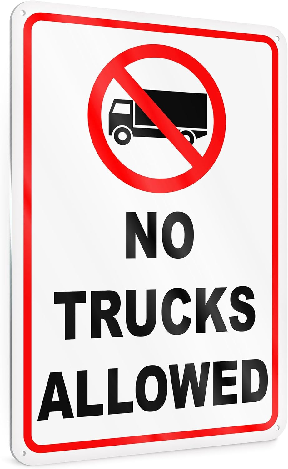 No Trucks Sign, 8X12 Reflective Aluminum No Trucks Allowed Sign, UV Protected, W
