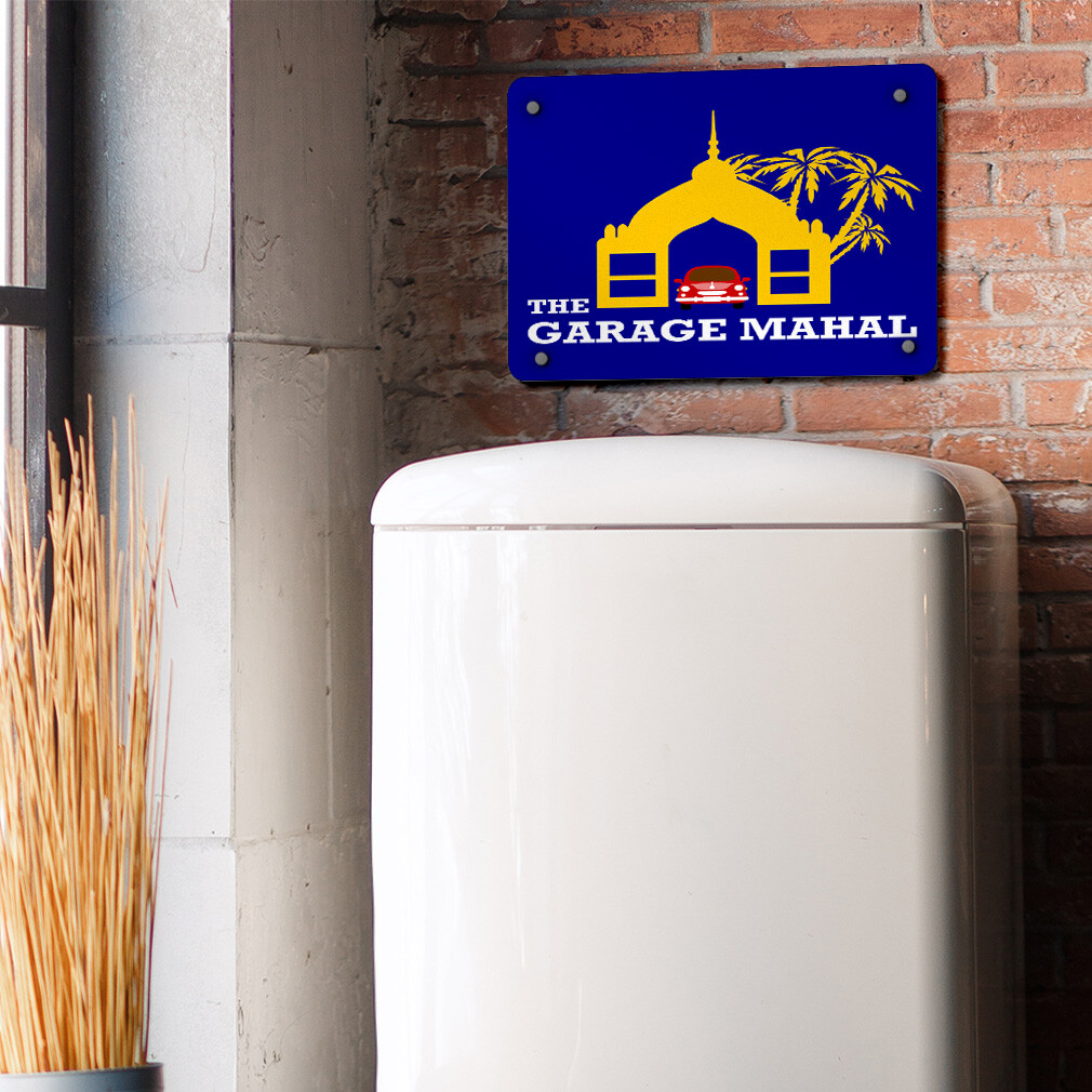 Horizontal Metal Sign The Garage Mahal Parking Weatherproof Street Signage