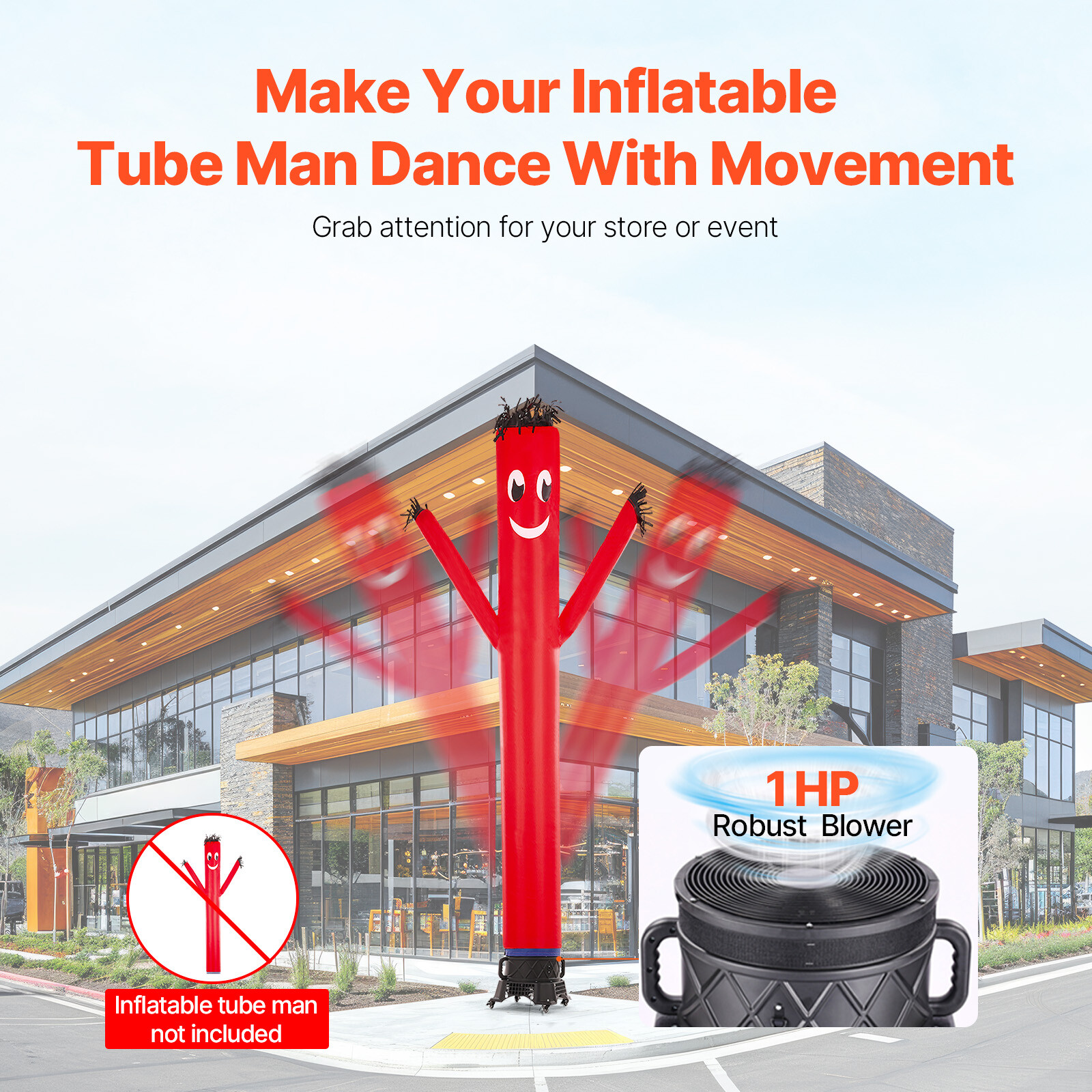 750W Electric Air Blower Fan Inflatable Dancer Wind Wavy Tube Man Puppet 1HP 18&Prime;