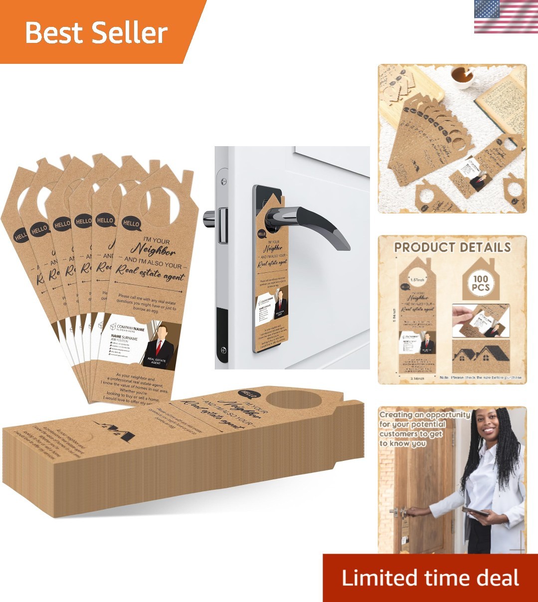 Durable 100 Pcs Open House Door Hangers – Perfect for Real Estate Promotions