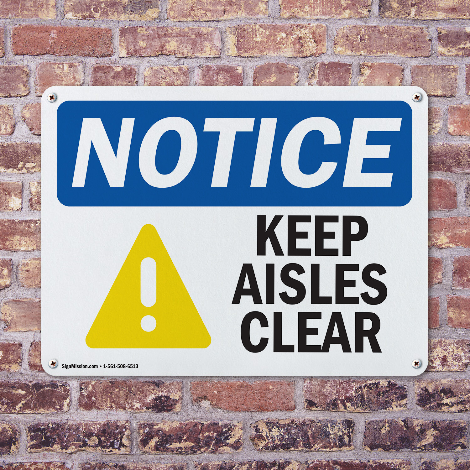 (2 Pack) Keep Aisles Clear OSHA Notice Sign Decal Metal Plastic