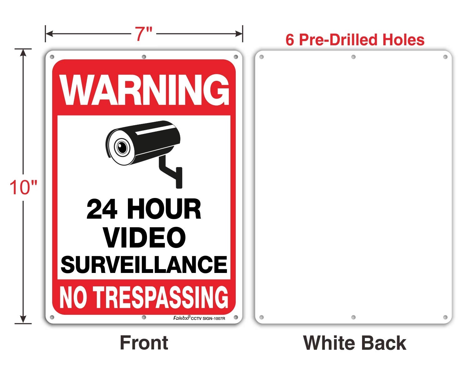 4-Pack Video Surveillance Sign, No Trespassing Metal Reflective Warning Sign,…