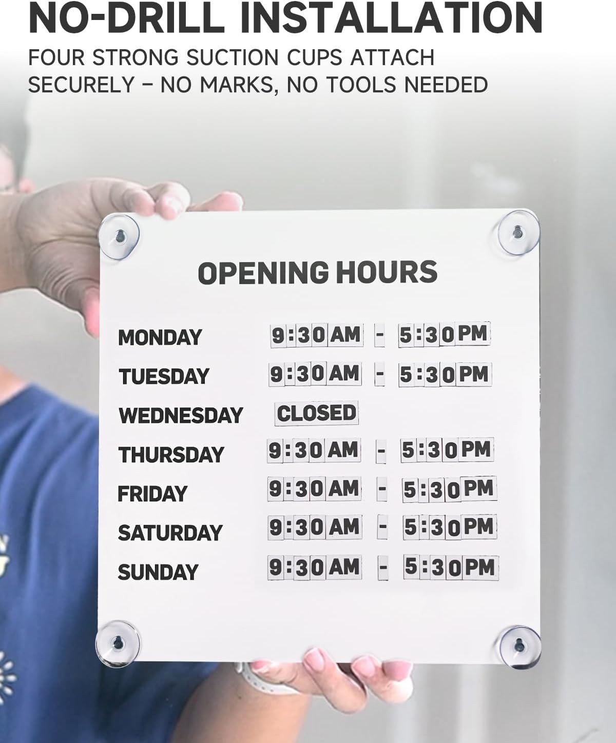 Magnetic Changeable Business Hours Sign Glass Door Storefront Communication New