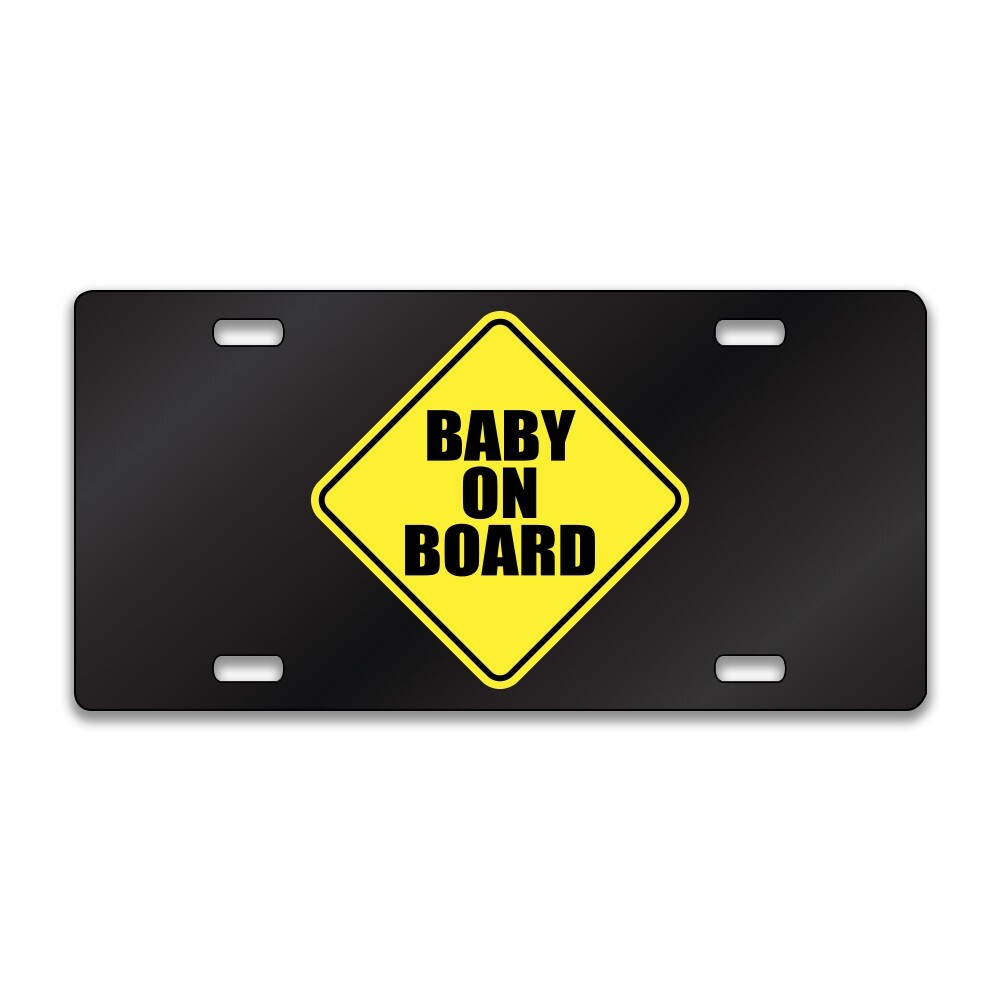 BABY ON BOARD FUNNY Chrome or Black Acrylic License Plate CUSTOM LP0128