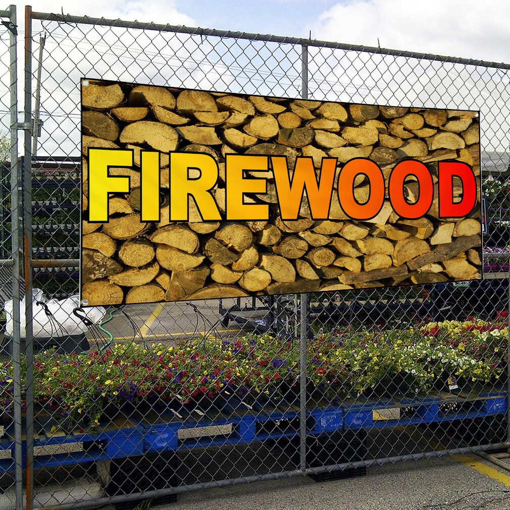 Vinyl Banner Multiple Sizes Firewood Business Weatherproof Industrial Yard Signs