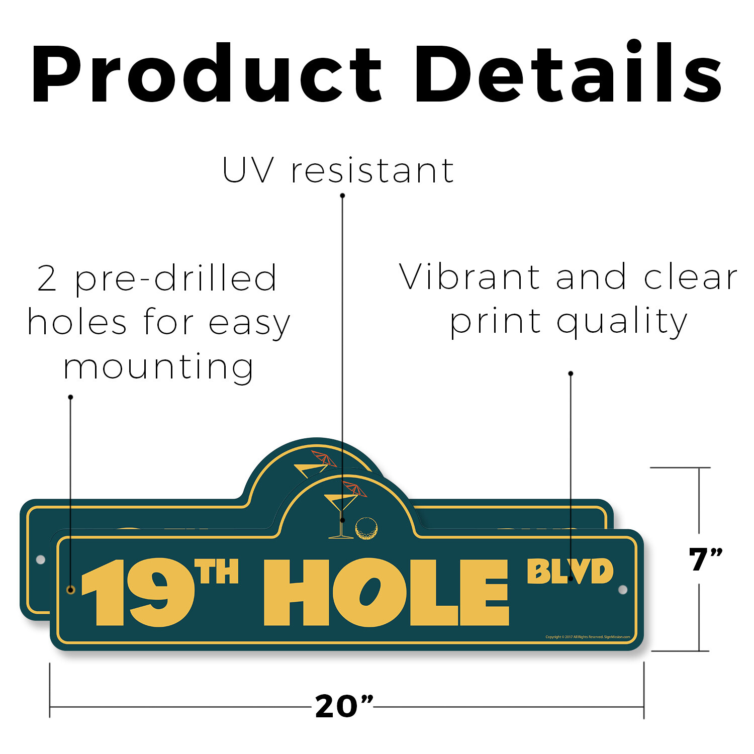19th Hole Plastic Street Sign Crossing Xing Gift Weatherproof