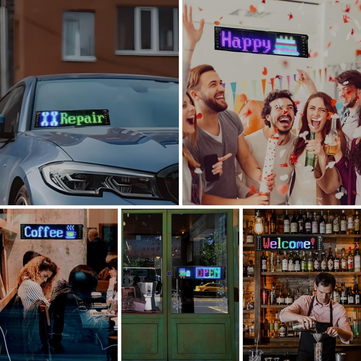 LED Sign for Car, Flexible Bright LED Signs with USB Bluetooth Smart APP Control