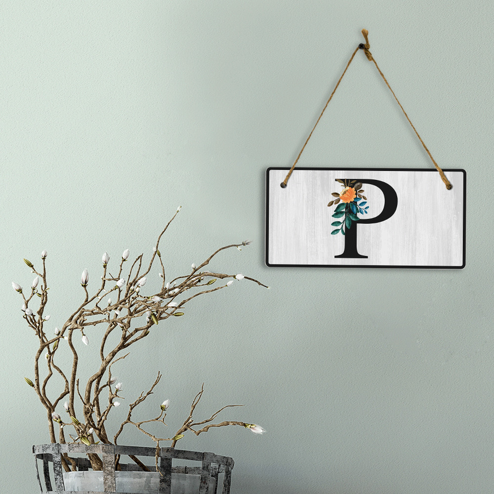 P Flower Decor 5×10 Hanging Wall or Door Sign | Alphabet Letter Room Decoration