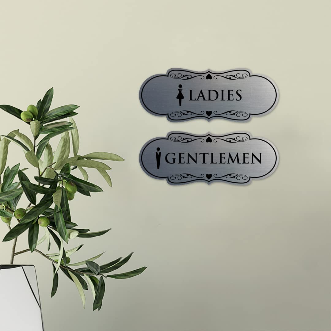 Designer Ladies and Gentlemen Figurines Restroom Signs Set of 2 Black Gold – …