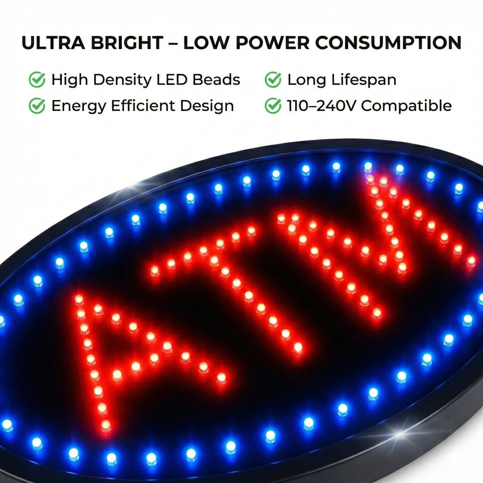 Ultra Bright Open Led Neon Business Motion Light Sign. On/Off with Chain 19 * 10