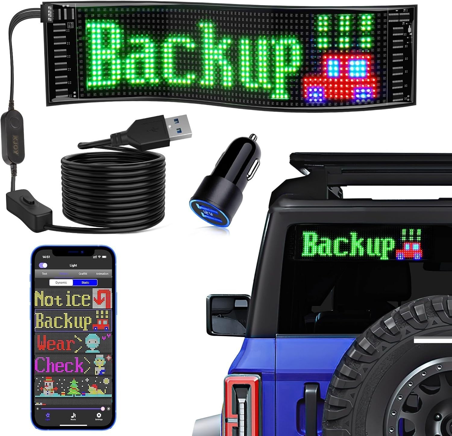 Portable 15 »x4 » LED Sign with App Control: Ideal for Parties and Promotions