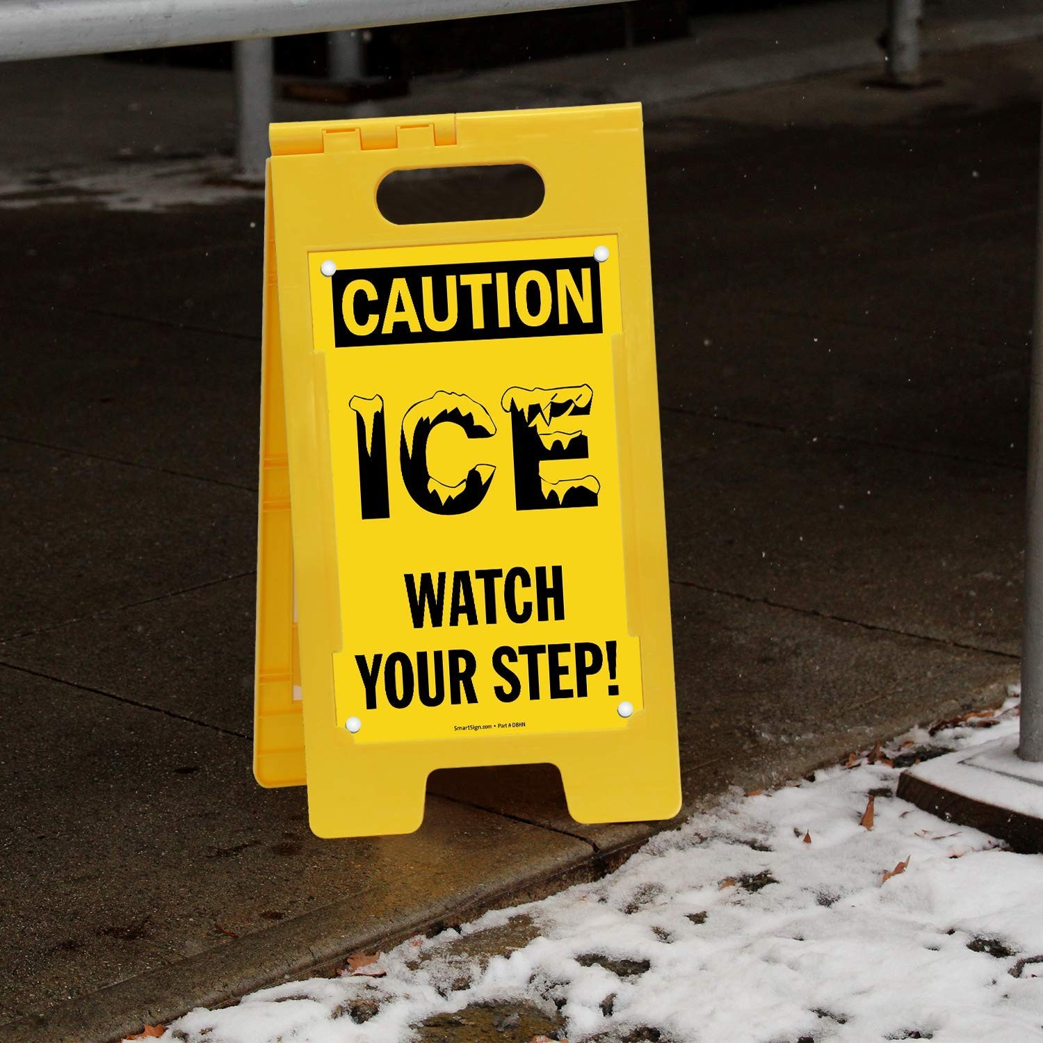 1 PCS 25×12 Inch Plastic Caution Ice Watch Your Step Folding Floor Signage