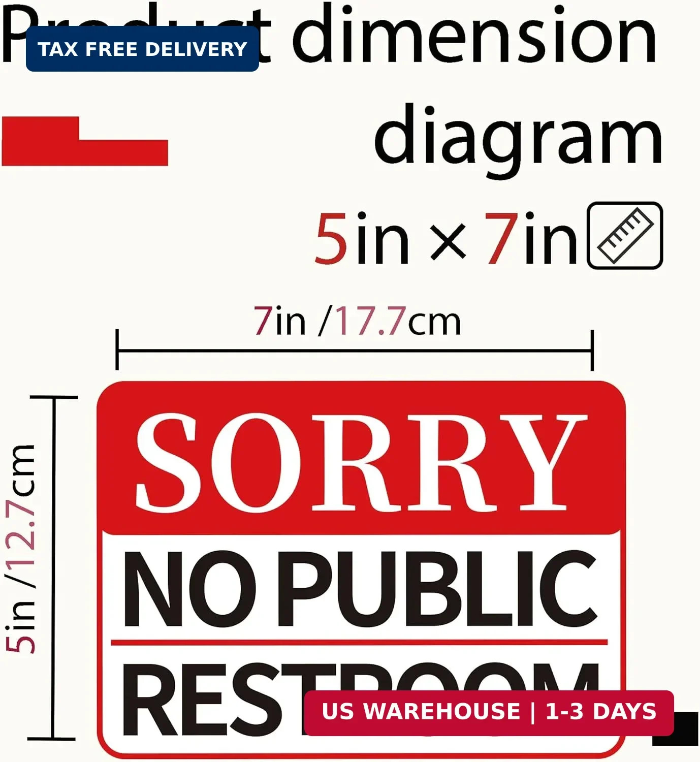 2 PCS Sorry No Public Restroom Signs, Self Adhesive Weatherproof UV Protected Vi