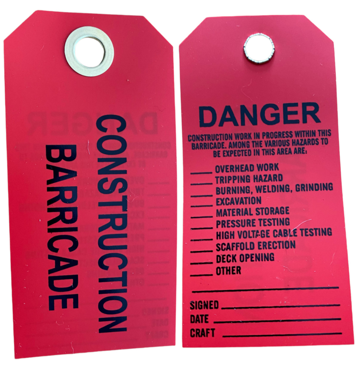Construction Barricade Warning Sign Hang Tags DANGER (Red) 3&Prime; x 6&Prime; – Pack of 25