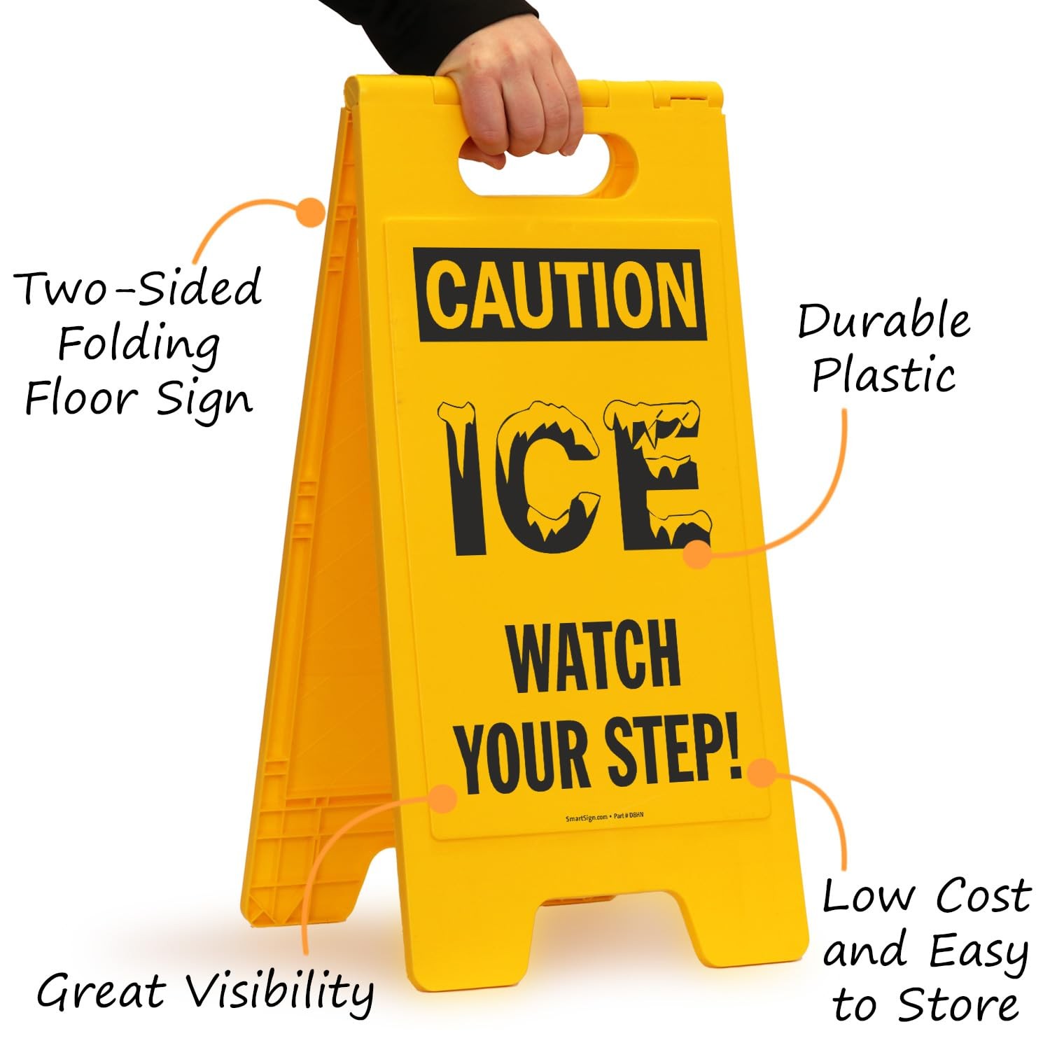 1 PCS 25×12 Inch Plastic Caution Ice Watch Your Step Folding Floor Signage