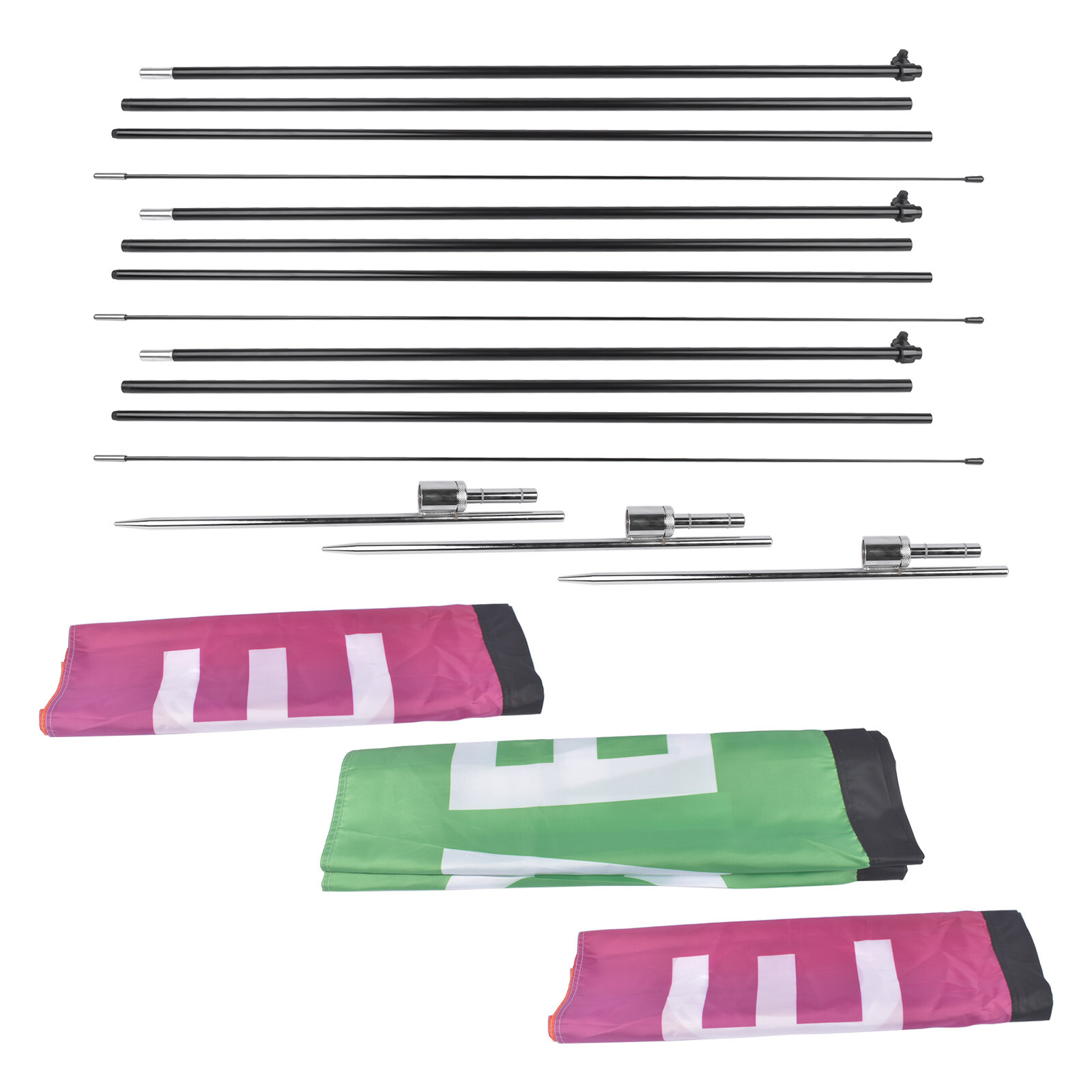 2/3/4 Banner Flags, Poles, Ground Stakes, Grand Opening Flag Banner Pole Kit