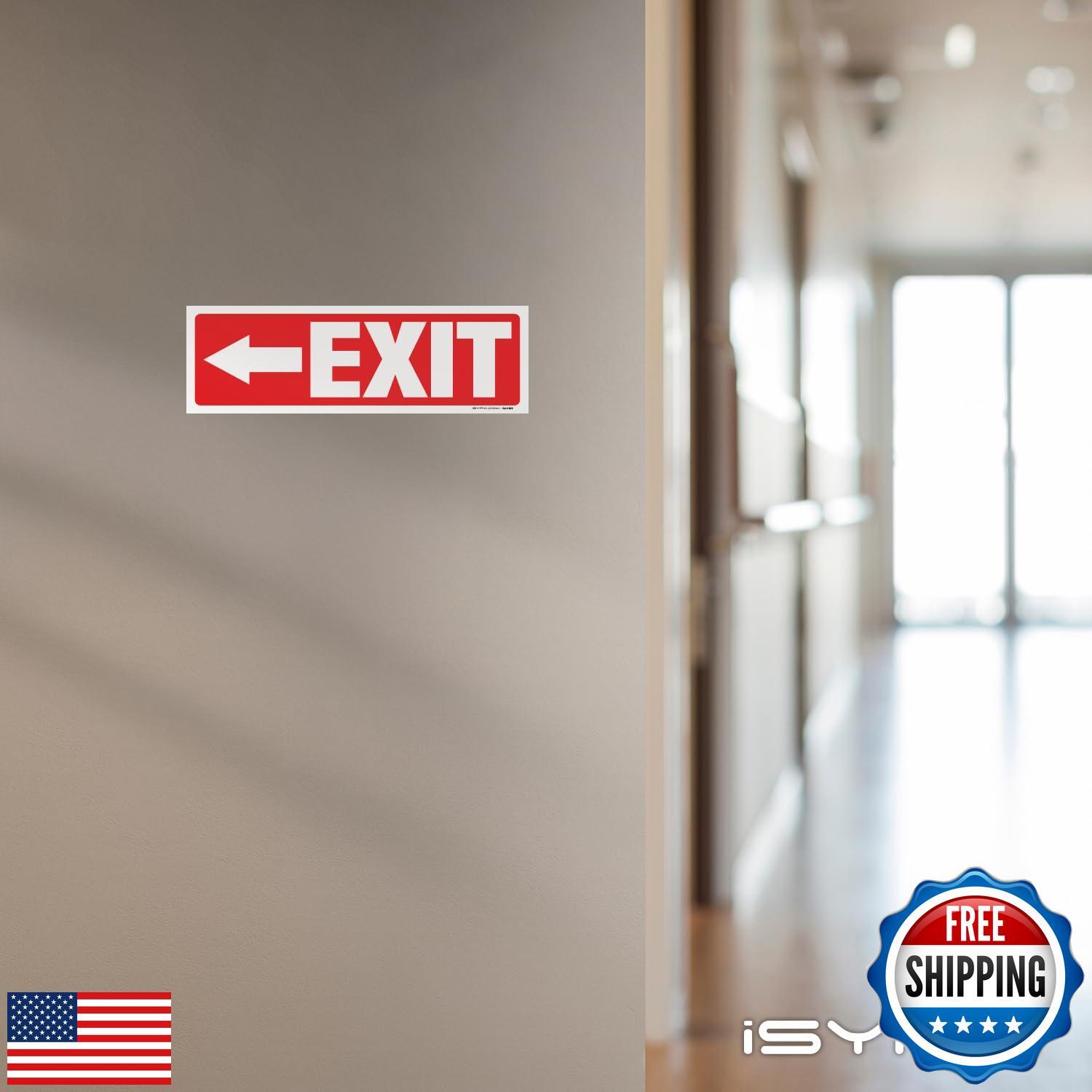 iSYFIX Exit Signs Stickers 6 Pack 12×4 Inch – Laminated Premium Vinyl Directi