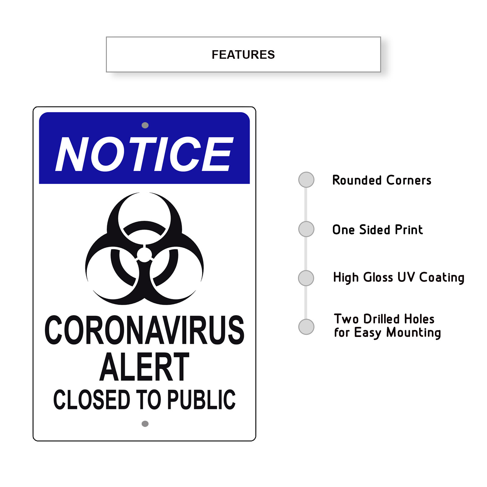 Contagious Disease Closed To Public Safety Novelty Aluminum Metal Sign