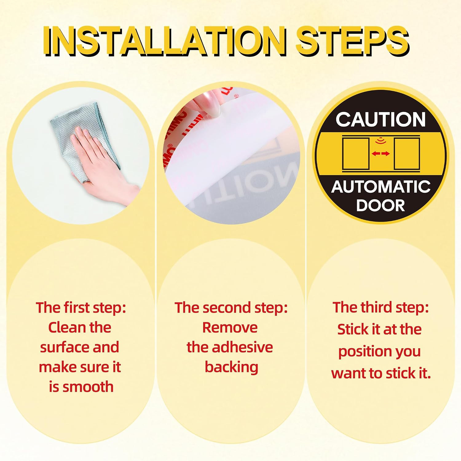 2PCS Caution Automatic Door Signs, Easy Installation Self Adhesive Vinyl Automat