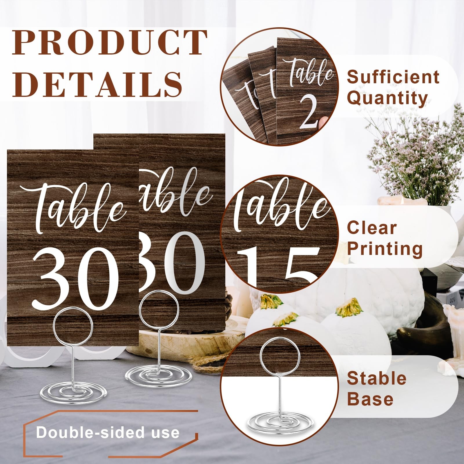 31 PCS Rustic Wedding Table Number Cards 130 With Holders 4×6 Inch Sign