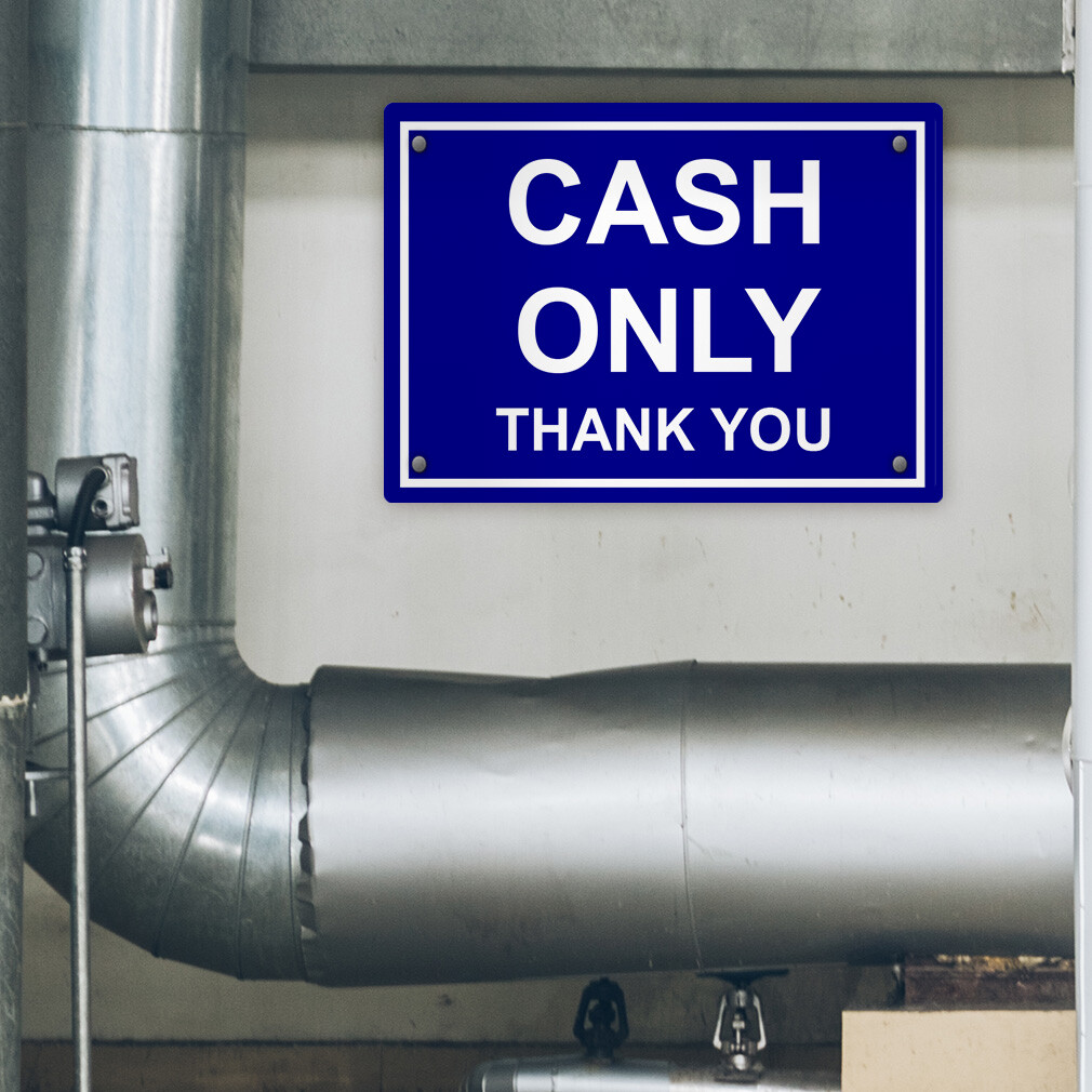 Horizontal Metal Sign Cash Only Thank You Business Weatherproof Street Signage
