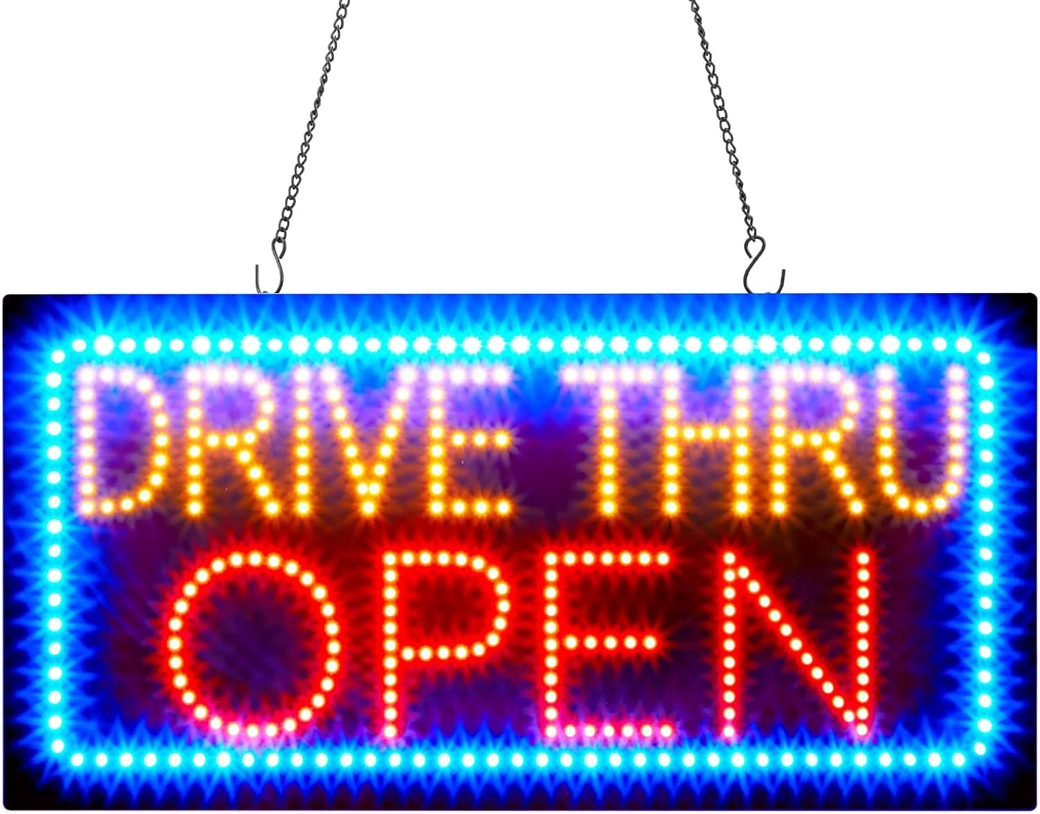 24&Prime; X 12&Prime; LED Drive Thru Open Sign for Fast Food & Restaurant Display