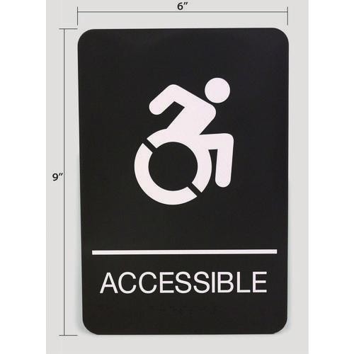 Headline Sign ADA Sign, Accessible, 6 x 9, Black Face, White Graphics