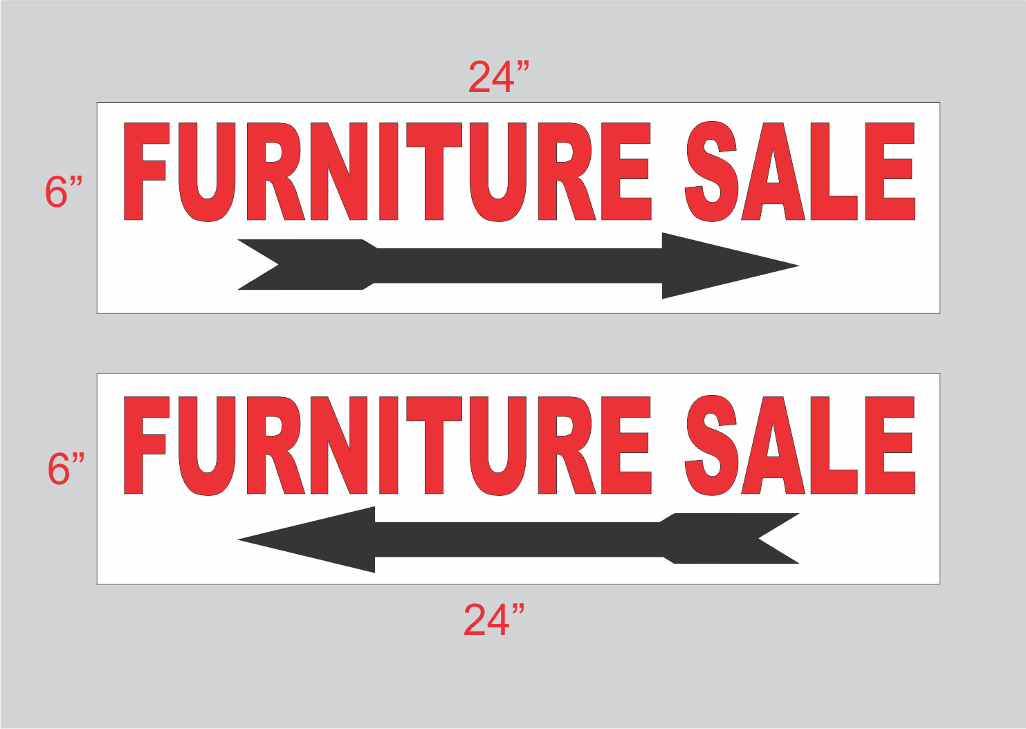 2- FURNITURE SALE Signs 6&Prime;x24&Prime; Directional Road Street Yard