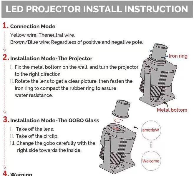 60W LED GOBO Projector IP65 In/Outdoor Customize Logo for Commercial Advertising