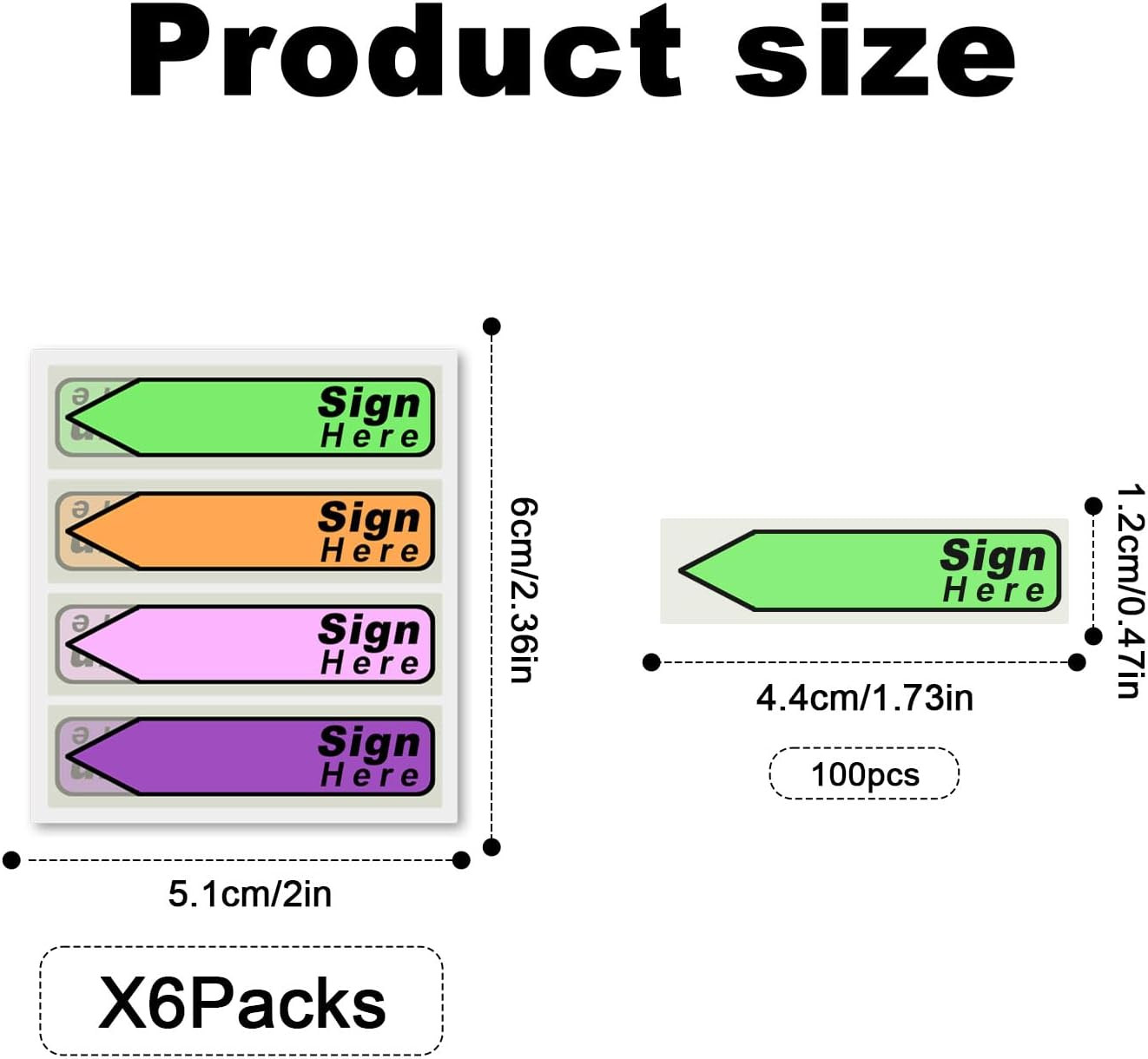 600Pcs Stickers(6 Pack) Sign Here Labels, Sign Here Flags Sticky Notes Initial T