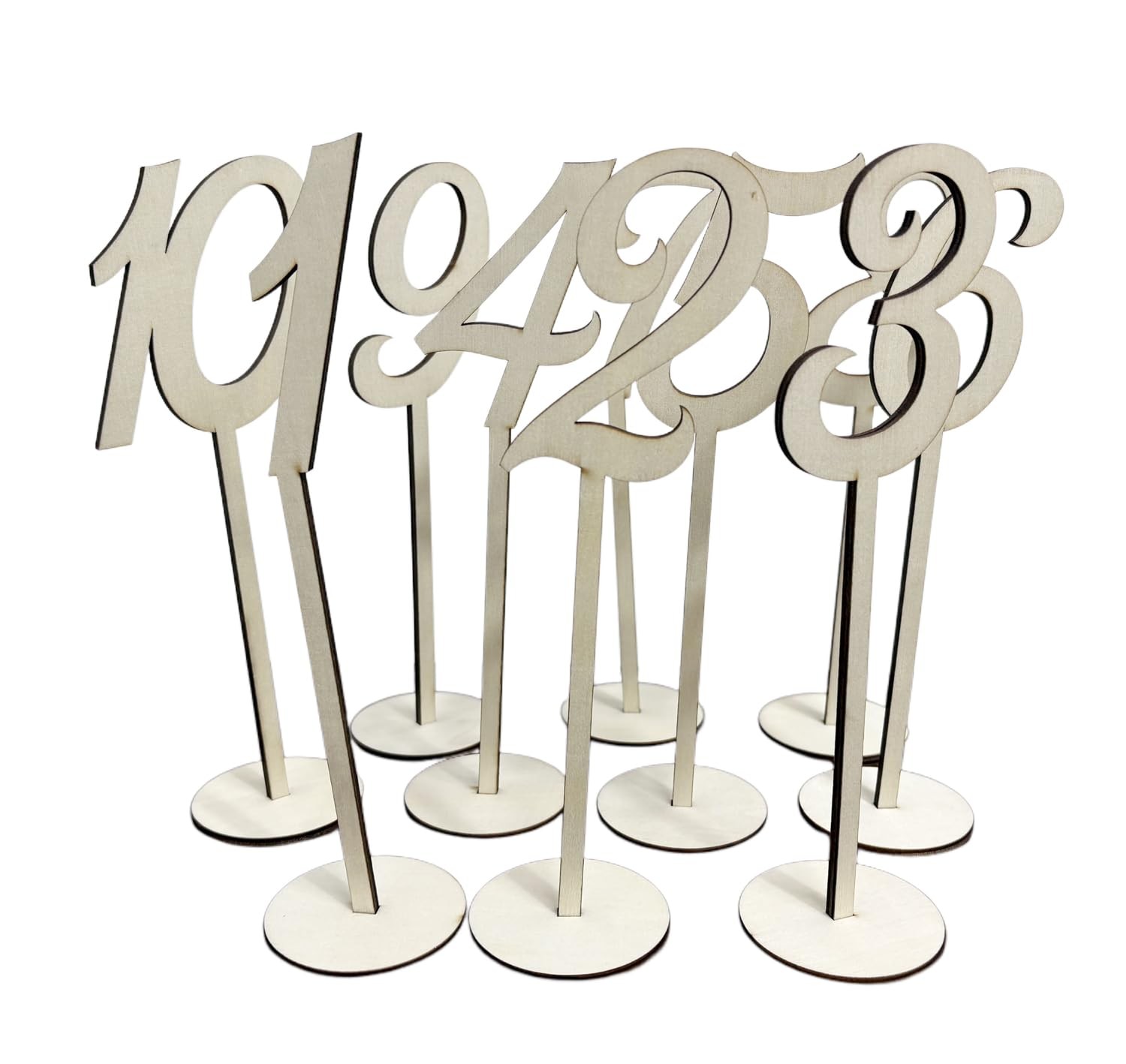 10 PCS Thick Wooden Table Numbers Stands Natural Wood Wedding Decor 8.9 Inch