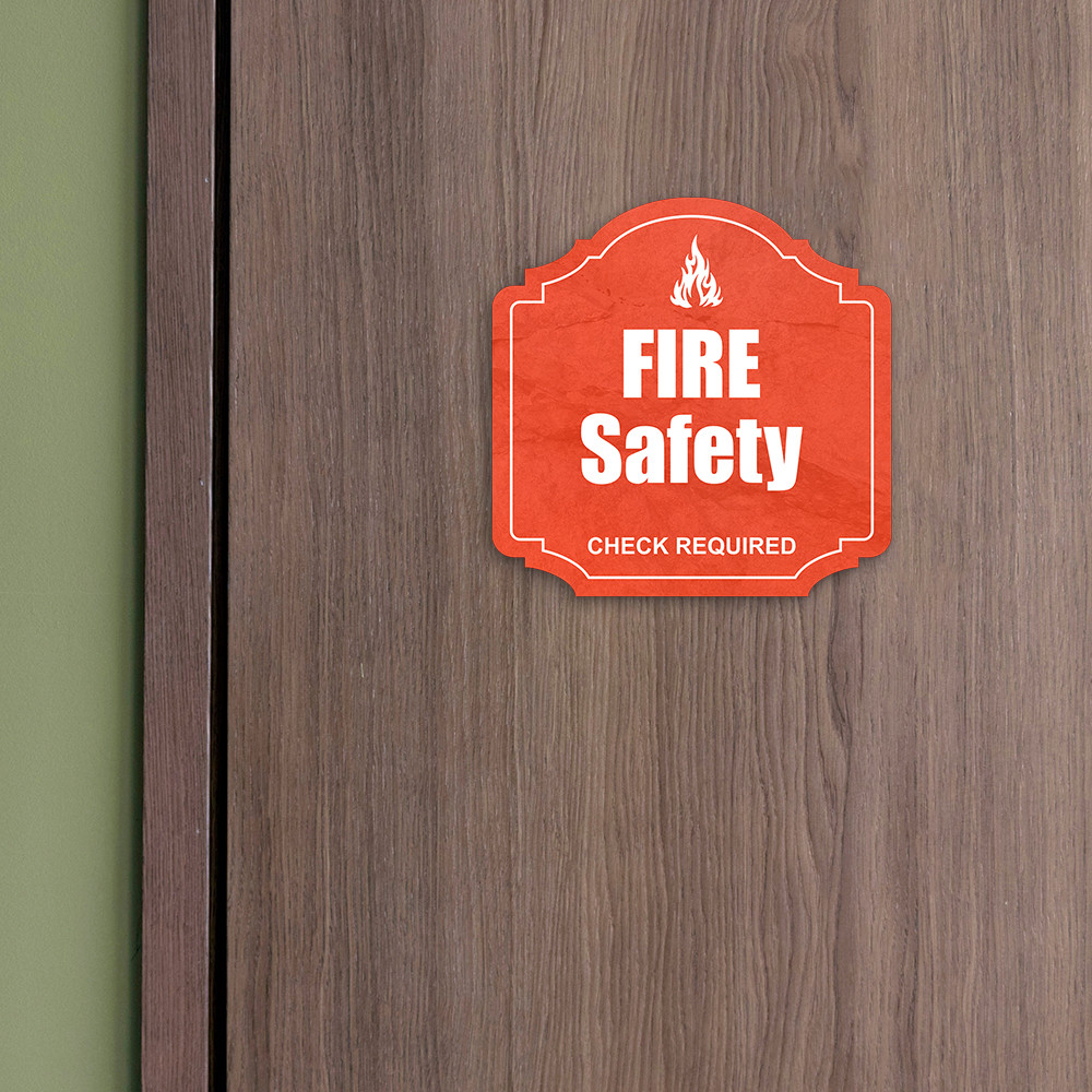 Heritage Plus Fire Safety Check Required Wall or Door Sign | Business Signage