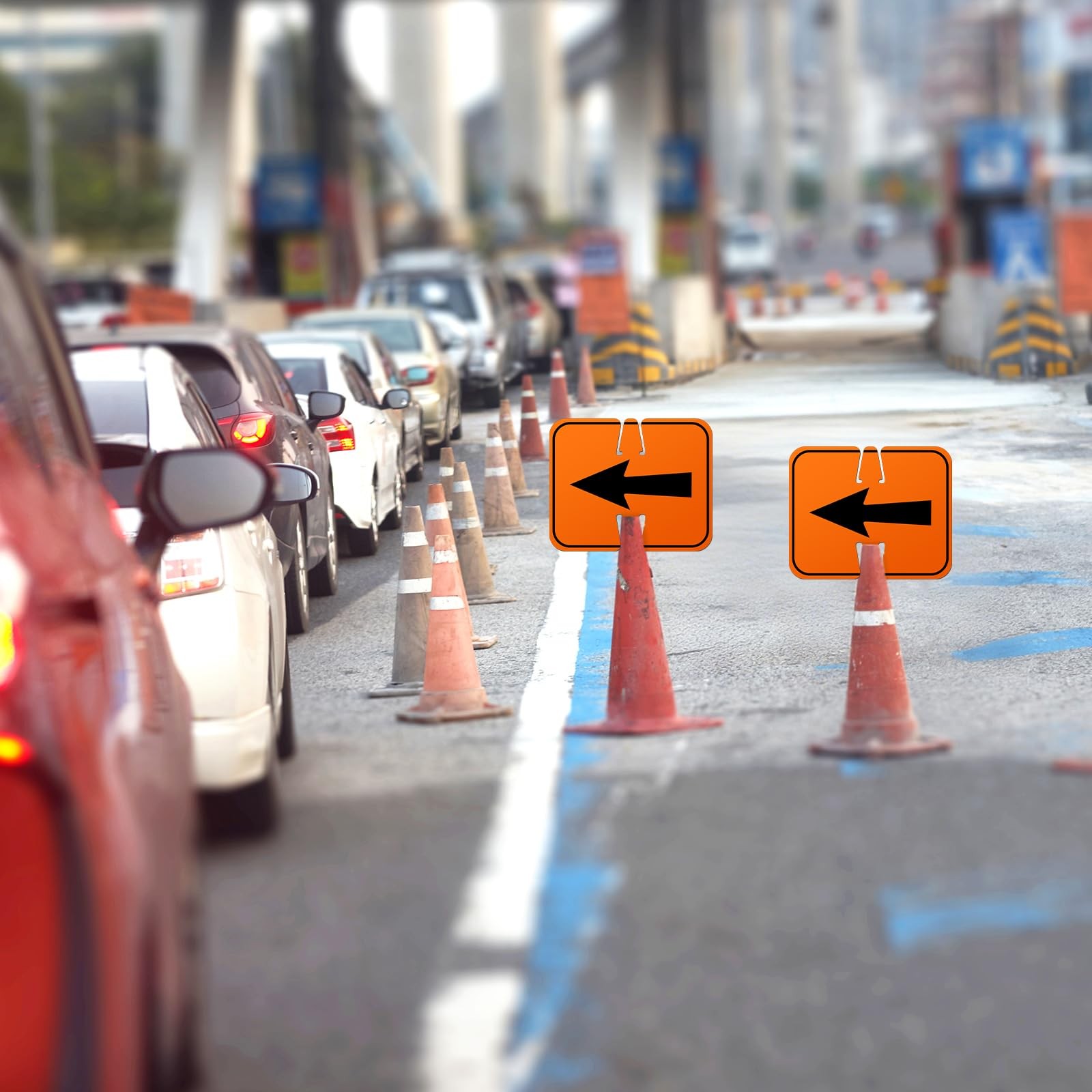 Geetery 6 Pcs Traffic Reversible Arrow Signs 12.6 X 10.4 Inch Orange Detour