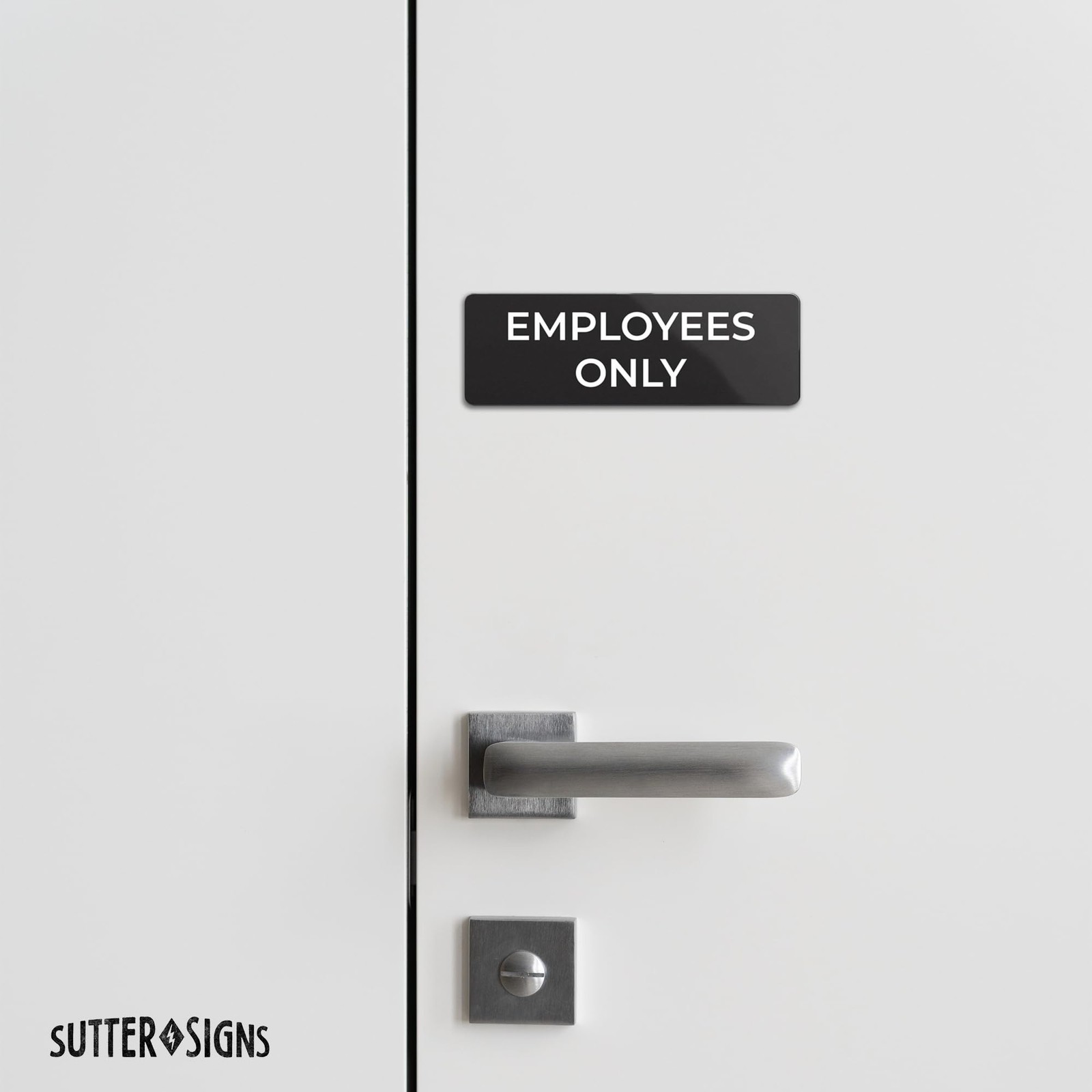 2×6 inch Employees Only Sign Durable ABS Plastic with Full Adhesive Backing