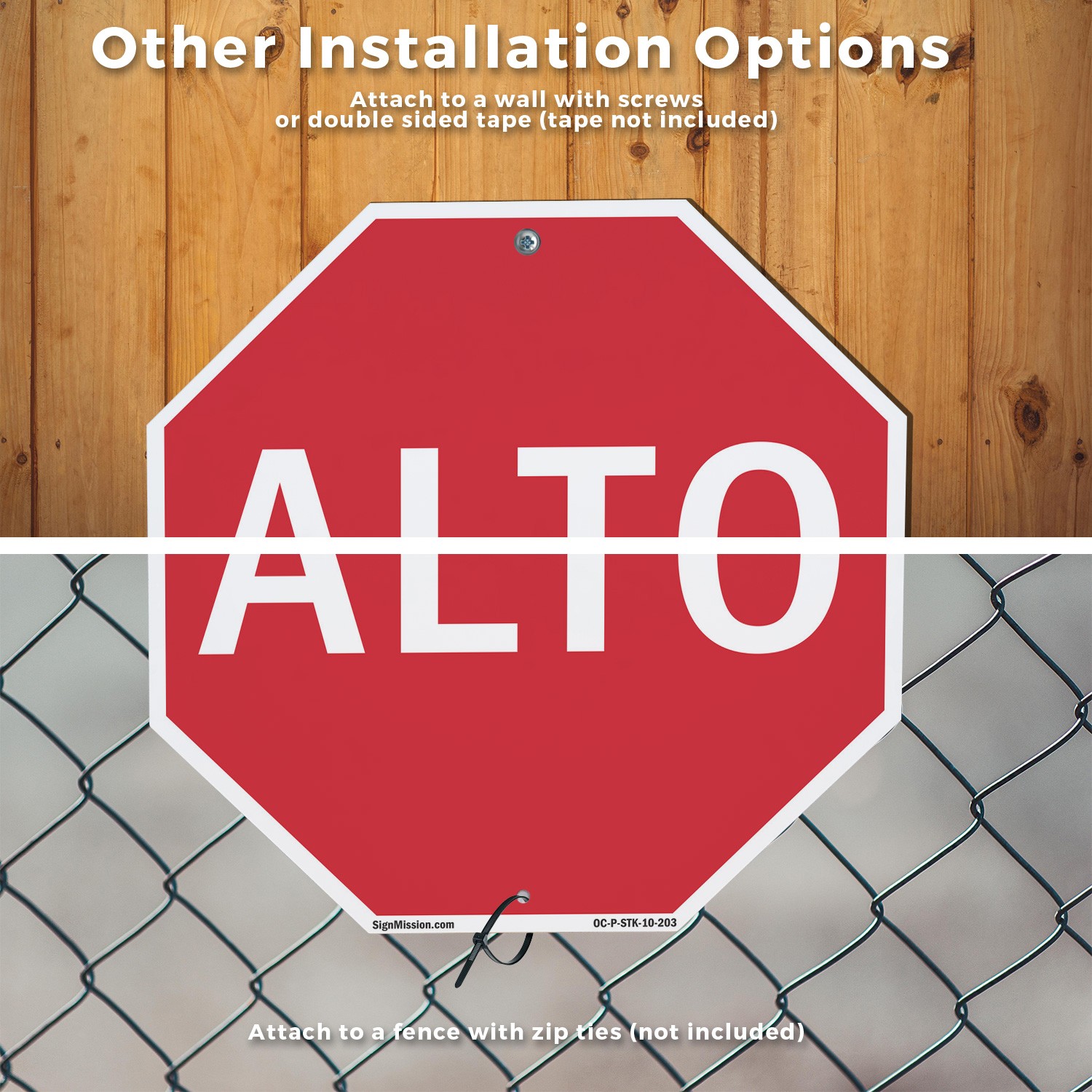 Alto Octagon Sign With Stake Weather Resistant UV Protected for Workplace